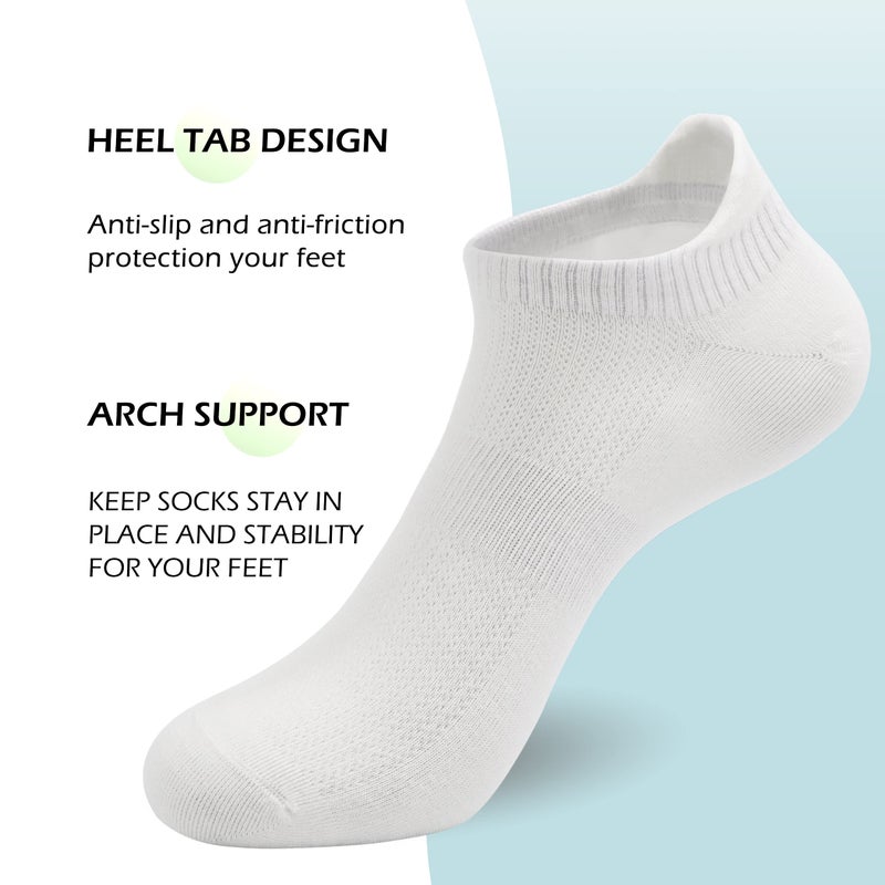 SERISIMPLE Women Ultra Thin Socks Bamboo-Viscose Low Cut No Show Ventilating Ankle Anti Odor Arch Support Mesh Socks 5 Pairs (l, White) - Image 2